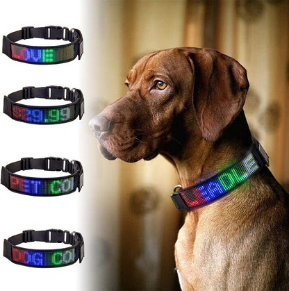 Programmable LED Collar Flashing Light Up Rechargeable Pet Dog Safety Collar Glow in The Dark Light-up Neck Loop - Mixcolor LED
