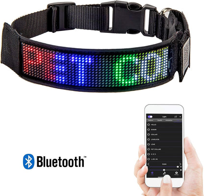 Programmable LED Collar Flashing Light Up Rechargeable Pet Dog Safety Collar Glow in The Dark Light-up Neck Loop - Mixcolor LED