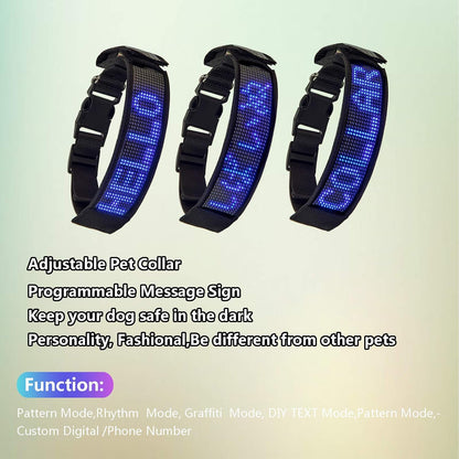 Programmable LED Collar Flashing Light Up Rechargeable Pet Dog Safety Collar Glow in The Dark Light-up Neck Loop - Mixcolor LED