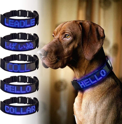 Programmable LED Collar Flashing Light Up Rechargeable Pet Dog Safety Collar Glow in The Dark Light-up Neck Loop - Mixcolor LED