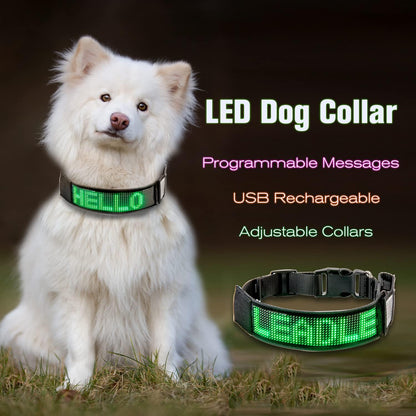 Programmable LED Collar Flashing Light Up Rechargeable Pet Dog Safety Collar Glow in The Dark Light-up Neck Loop - Mixcolor LED
