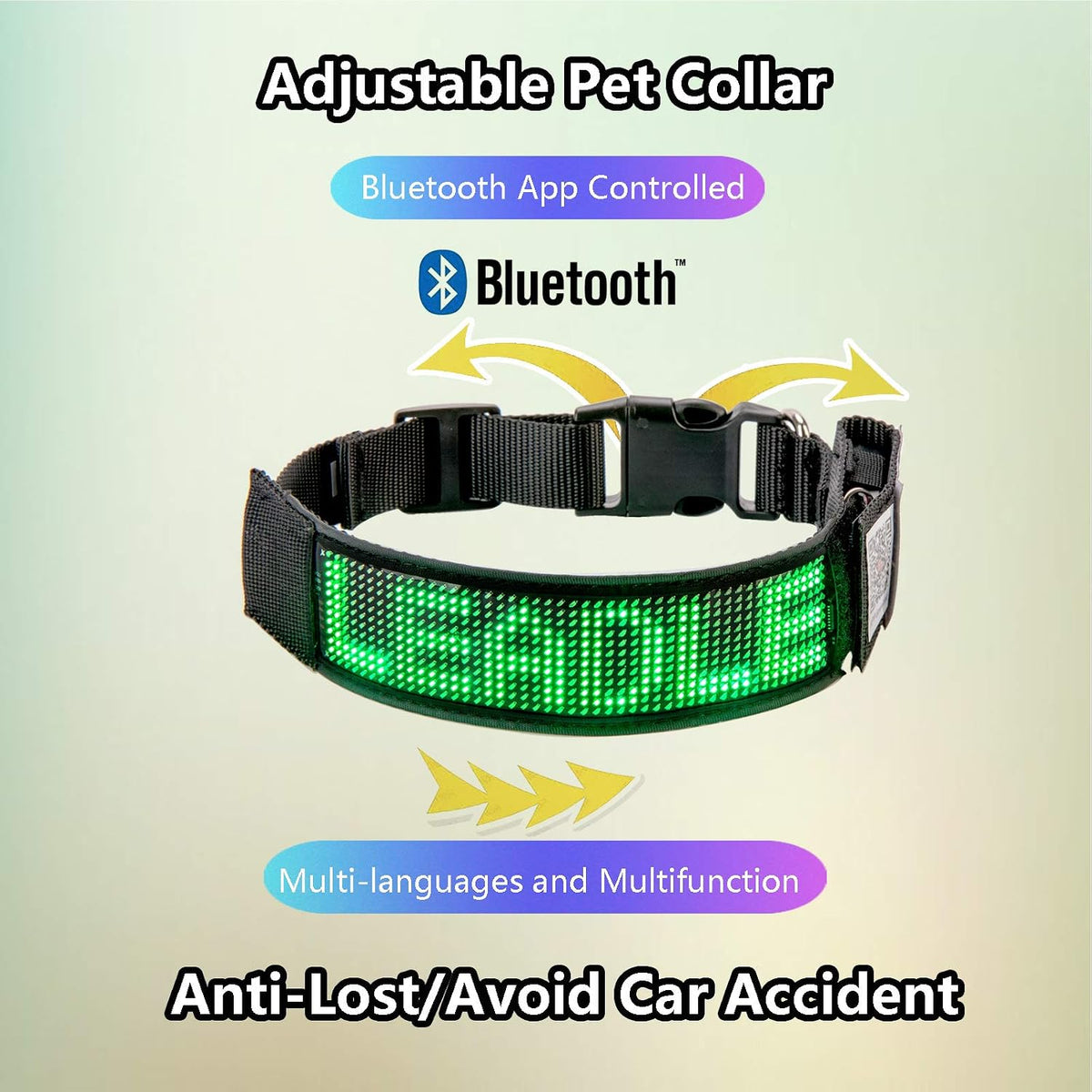 Programmable LED Collar Flashing Light Up Rechargeable Pet Dog Safety Collar Glow in The Dark Light-up Neck Loop - Mixcolor LED