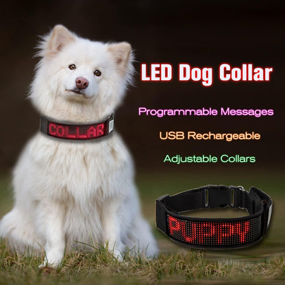 Programmable LED Collar Flashing Light Up Rechargeable Pet Dog Safety Collar Glow in The Dark Light-up Neck Loop - Mixcolor LED