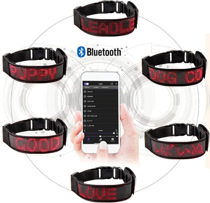 Programmable LED Collar Flashing Light Up Rechargeable Pet Dog Safety Collar Glow in The Dark Light-up Neck Loop - Mixcolor LED