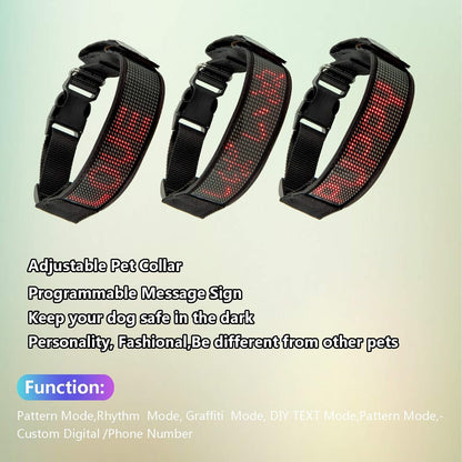Programmable LED Collar Flashing Light Up Rechargeable Pet Dog Safety Collar Glow in The Dark Light-up Neck Loop - Mixcolor LED