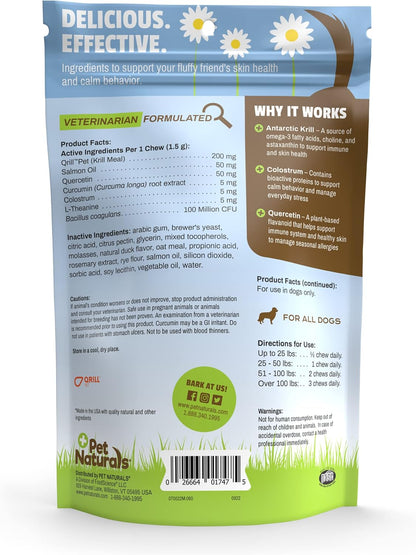 Allergy Plus Calming Soft Chews for Dogs, Support for Seasonal Allergies, Paw Licking, Itchy Skin, Everyday Stress, Skin Health & Immune Health, 60 Count