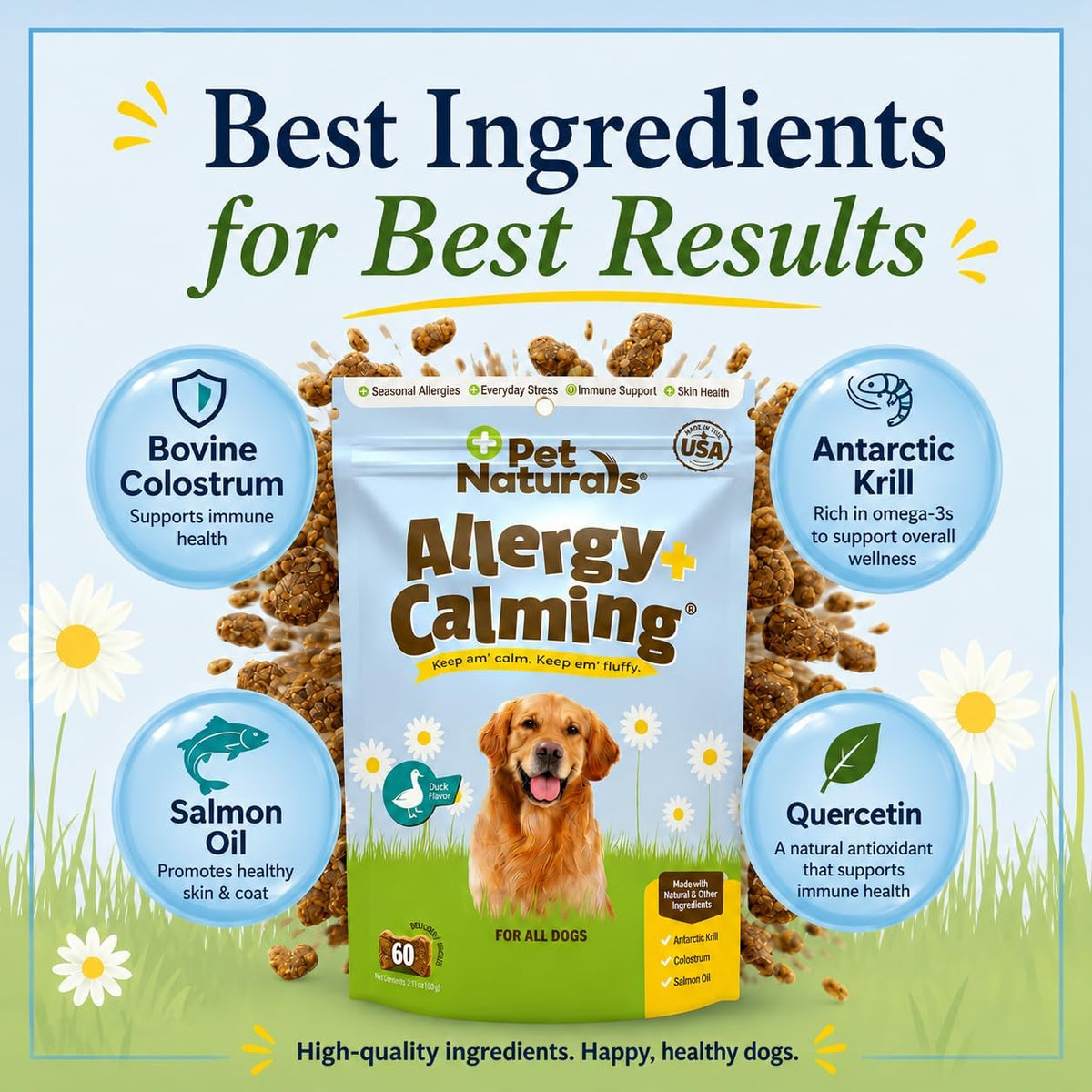 Allergy Plus Calming Soft Chews for Dogs, Support for Seasonal Allergies, Paw Licking, Itchy Skin, Everyday Stress, Skin Health & Immune Health, 60 Count