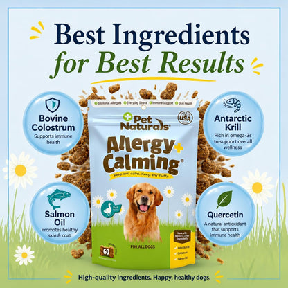Allergy Plus Calming Soft Chews for Dogs, Support for Seasonal Allergies, Paw Licking, Itchy Skin, Everyday Stress, Skin Health & Immune Health, 60 Count