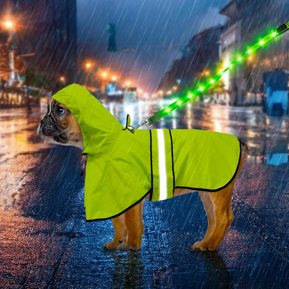 Dog Raincoat, Waterproof Dog Rain Jacket with Leash Hole, Hooded Puppy Rainwear Poncho Slicker for Walking (M, Blue)