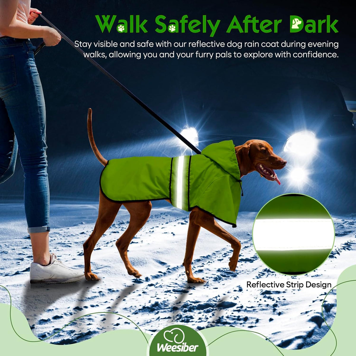 Dog Raincoat, Waterproof Dog Rain Jacket with Leash Hole, Hooded Puppy Rainwear Poncho Slicker for Walking (M, Blue)