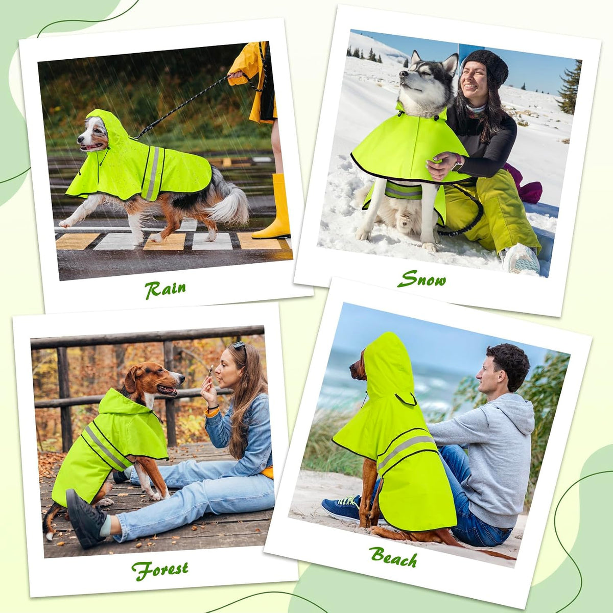 Dog Raincoat, Waterproof Dog Rain Jacket with Leash Hole, Hooded Puppy Rainwear Poncho Slicker for Walking (M, Blue)