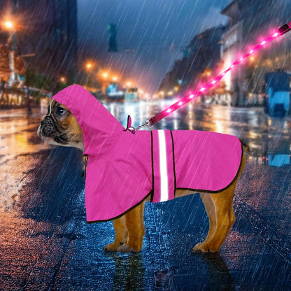 Dog Raincoat, Waterproof Dog Rain Jacket with Leash Hole, Hooded Puppy Rainwear Poncho Slicker for Walking (M, Blue)