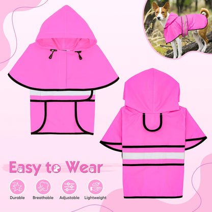 Dog Raincoat, Waterproof Dog Rain Jacket with Leash Hole, Hooded Puppy Rainwear Poncho Slicker for Walking (M, Blue)
