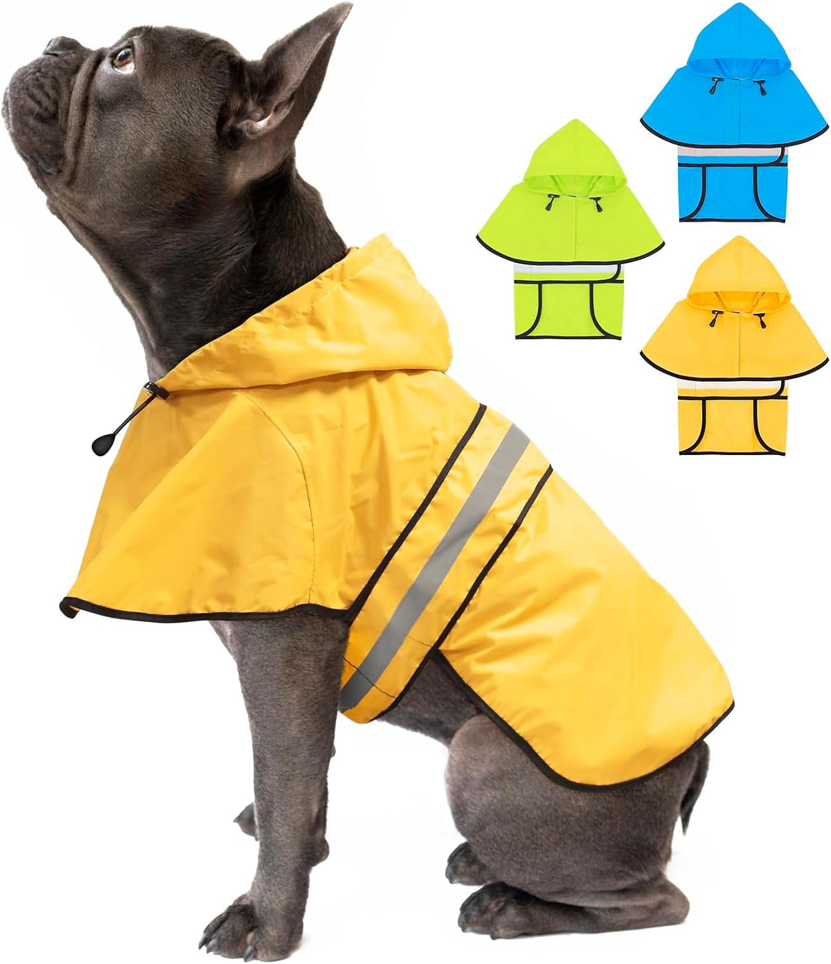 Dog Raincoat, Waterproof Dog Rain Jacket with Leash Hole, Hooded Puppy Rainwear Poncho Slicker for Walking (M, Blue)