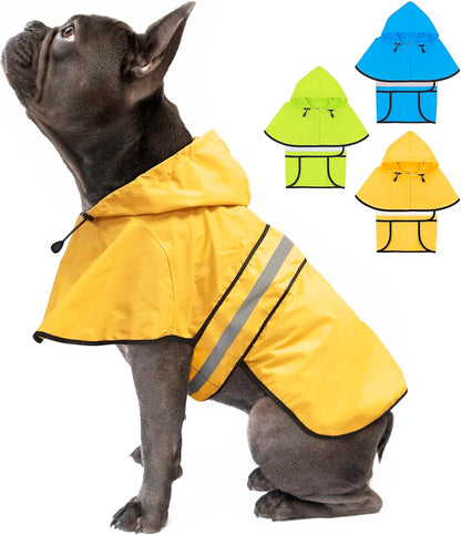 Dog Raincoat, Waterproof Dog Rain Jacket with Leash Hole, Hooded Puppy Rainwear Poncho Slicker for Walking (M, Blue)