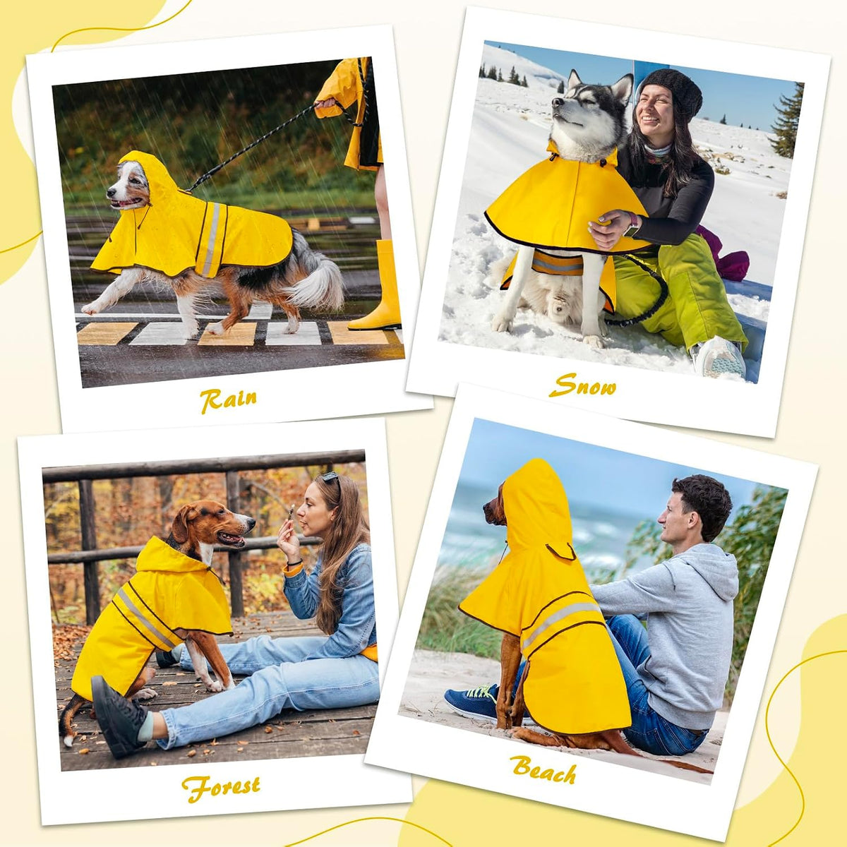 Dog Raincoat, Waterproof Dog Rain Jacket with Leash Hole, Hooded Puppy Rainwear Poncho Slicker for Walking (M, Blue)