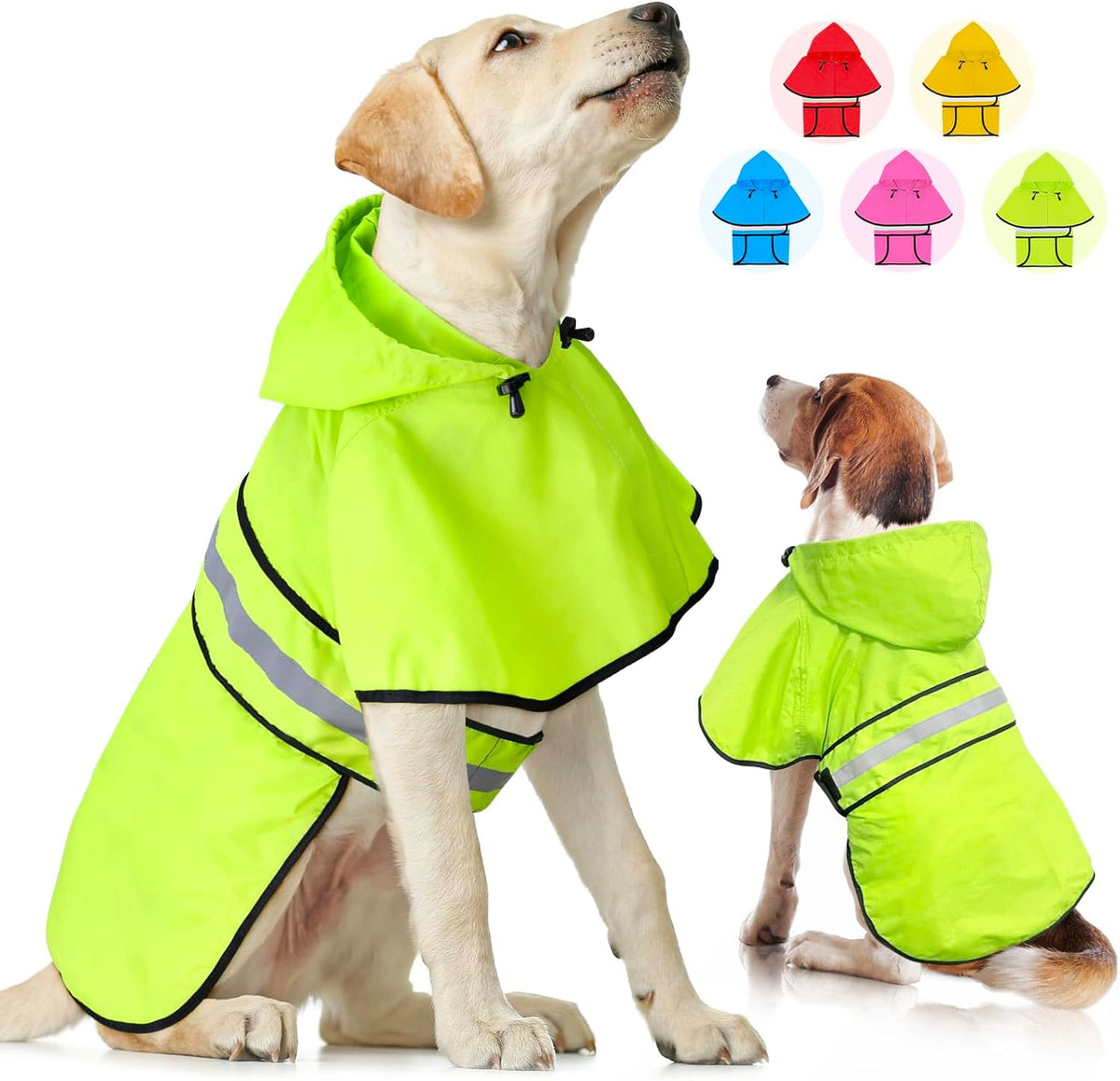 Dog Raincoat, Waterproof Dog Rain Jacket with Leash Hole, Hooded Puppy Rainwear Poncho Slicker for Walking (M, Blue)