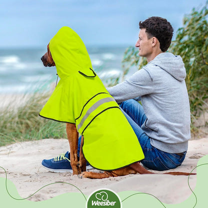 Dog Raincoat, Waterproof Dog Rain Jacket with Leash Hole, Hooded Puppy Rainwear Poncho Slicker for Walking (M, Blue)