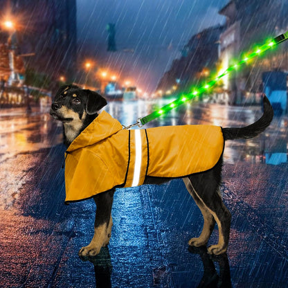 Dog Raincoat, Waterproof Dog Rain Jacket with Leash Hole, Hooded Puppy Rainwear Poncho Slicker for Walking (M, Blue)
