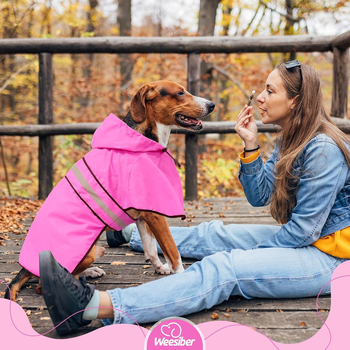 Dog Raincoat, Waterproof Dog Rain Jacket with Leash Hole, Hooded Puppy Rainwear Poncho Slicker for Walking (M, Blue)
