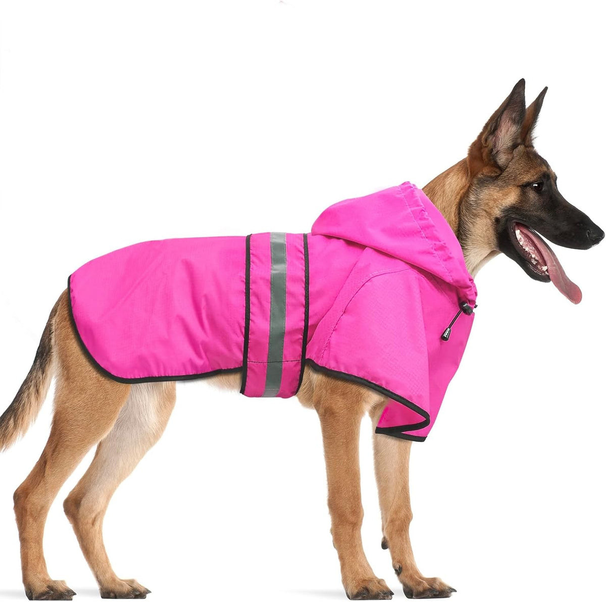 Dog Raincoat, Waterproof Dog Rain Jacket with Leash Hole, Hooded Puppy Rainwear Poncho Slicker for Walking (M, Blue)