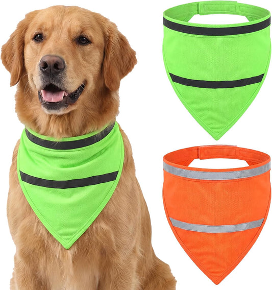 Reflective Dog Vest High Visibility Bandana Collar, 2 Pcs