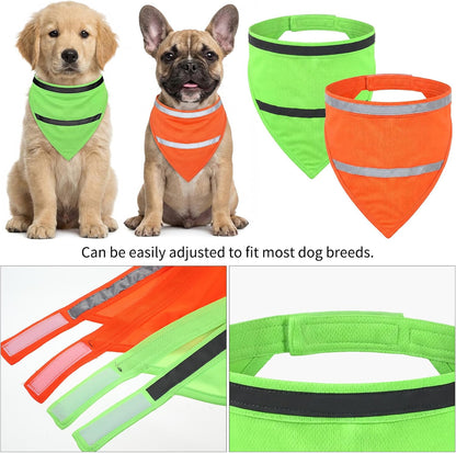 Reflective Dog Vest High Visibility Bandana Collar, 2 Pcs
