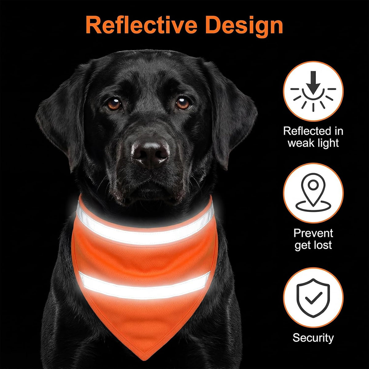 Reflective Dog Vest High Visibility Bandana Collar, 2 Pcs