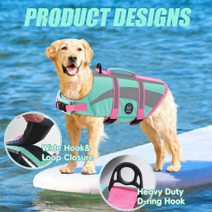 Dog Water Vest, Bright Color Dog Life Jacket for Swimming Boating