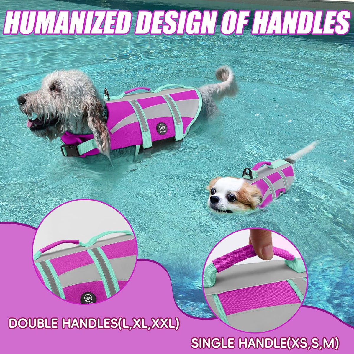 Dog Water Vest, Bright Color Dog Life Jacket for Swimming Boating