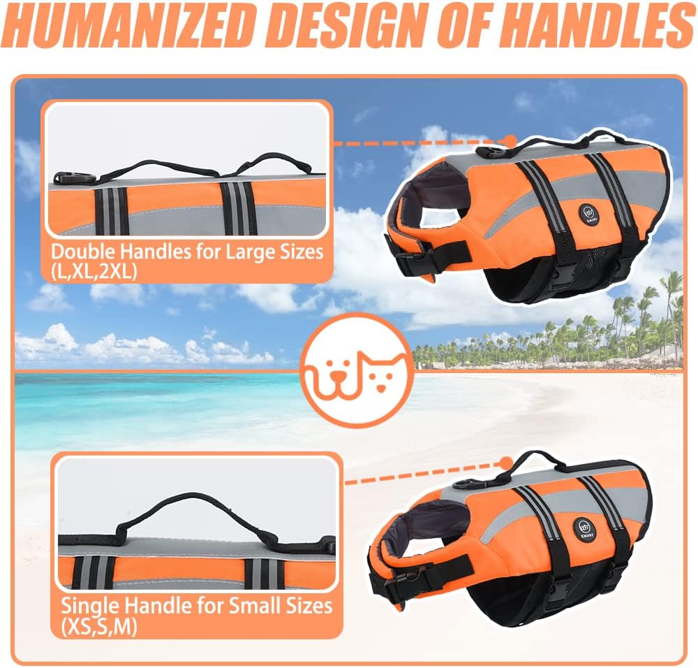 Dog Water Vest, Bright Color Dog Life Jacket for Swimming Boating