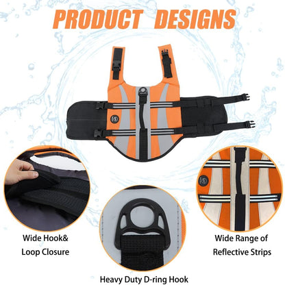 Dog Water Vest, Bright Color Dog Life Jacket for Swimming Boating
