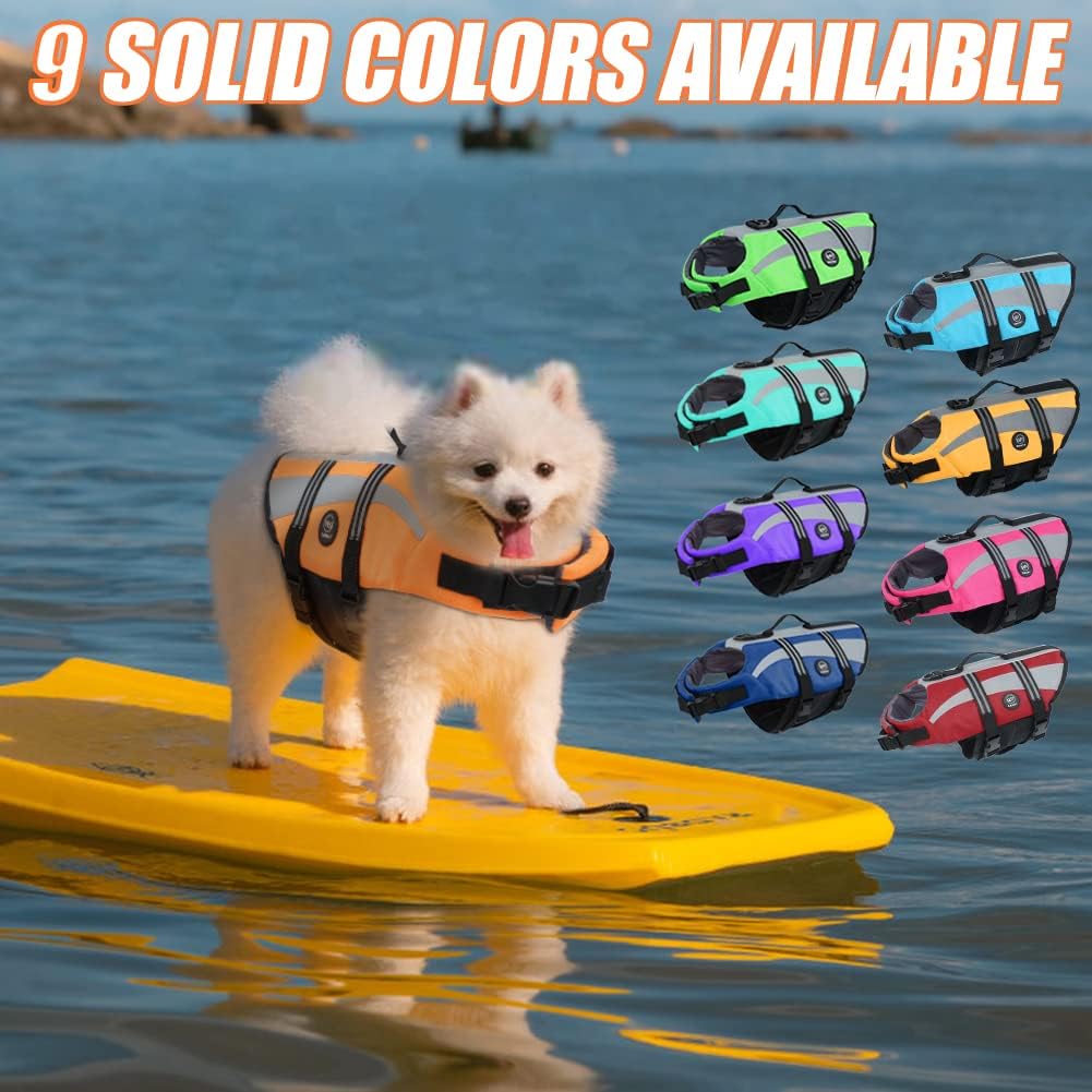 Dog Water Vest, Bright Color Dog Life Jacket for Swimming Boating