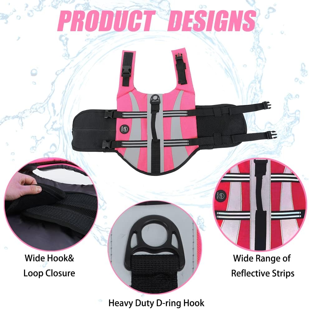 Dog Water Vest, Bright Color Dog Life Jacket for Swimming Boating