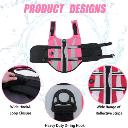 Dog Water Vest, Bright Color Dog Life Jacket for Swimming Boating