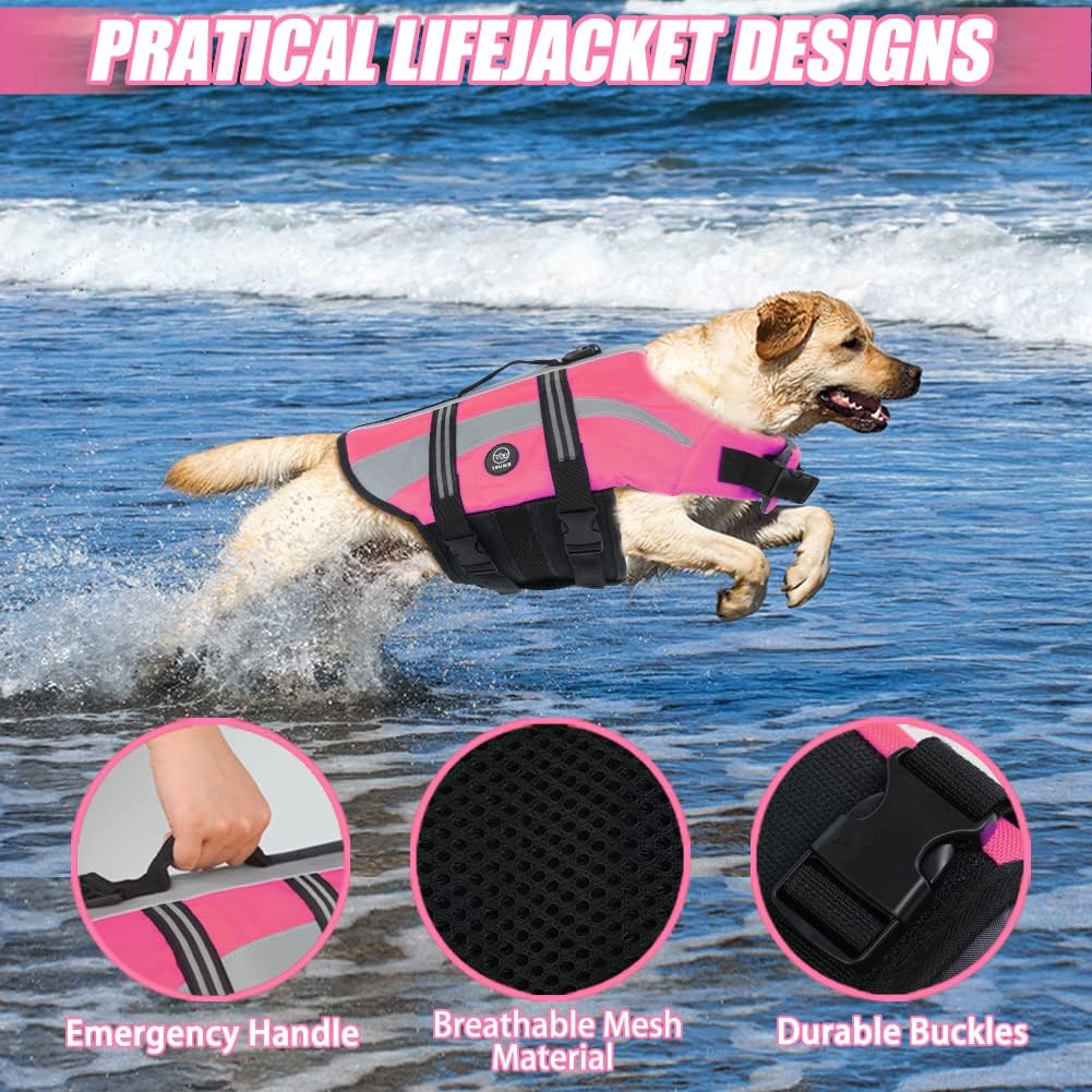 Dog Water Vest, Bright Color Dog Life Jacket for Swimming Boating