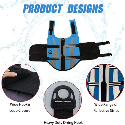 Dog Water Vest, Bright Color Dog Life Jacket for Swimming Boating
