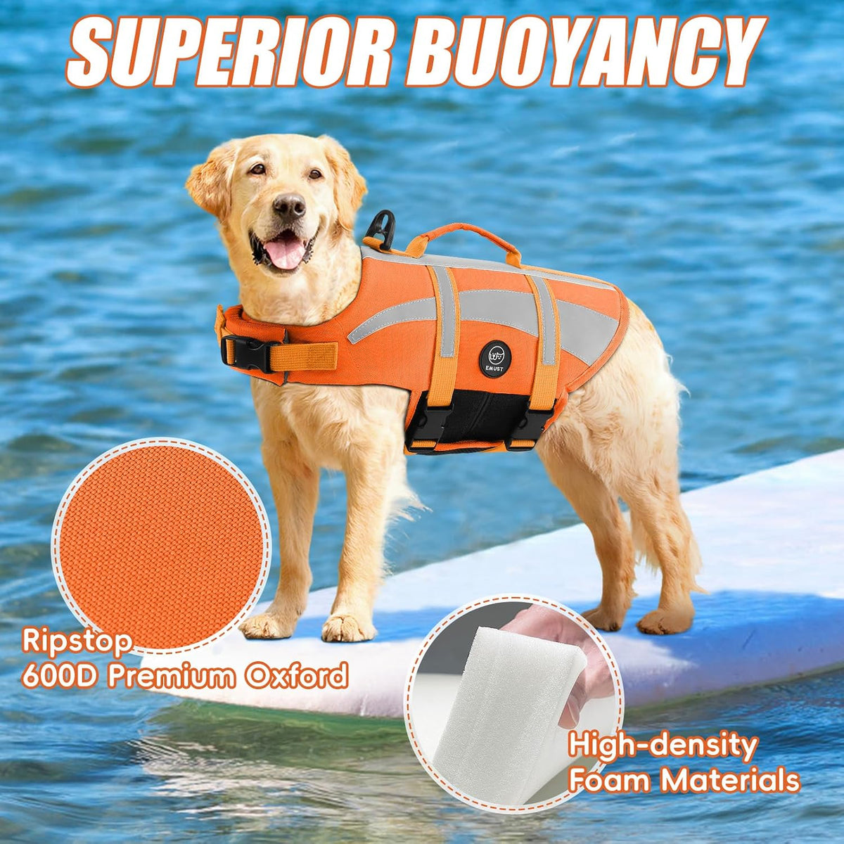 Dog Water Vest, Bright Color Dog Life Jacket for Swimming Boating