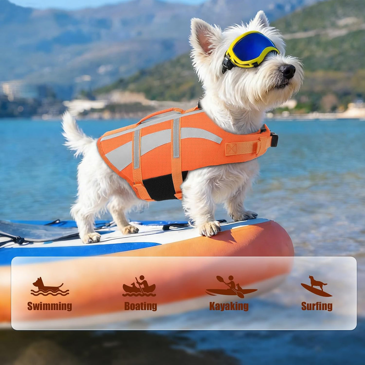 Dog Water Vest, Bright Color Dog Life Jacket for Swimming Boating