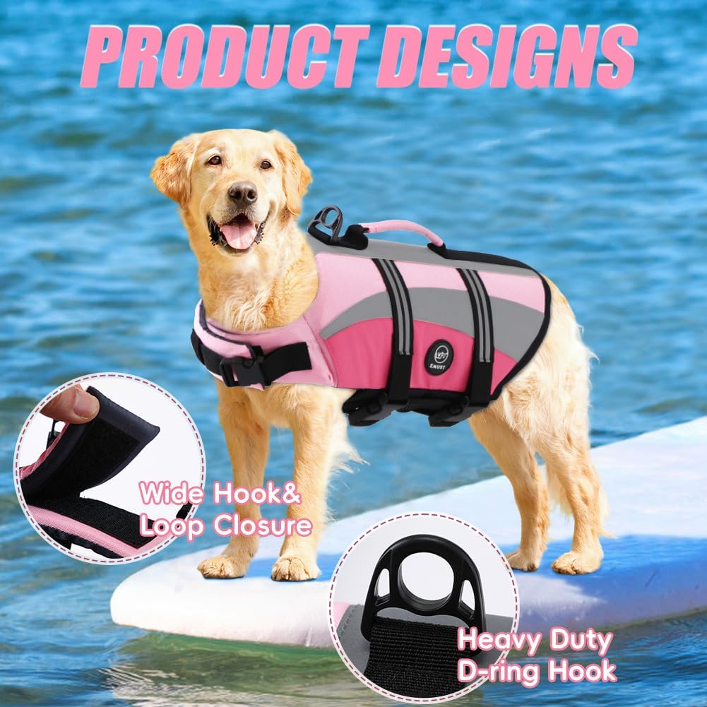 Dog Water Vest, Bright Color Dog Life Jacket for Swimming Boating