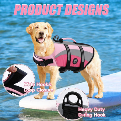 Dog Water Vest, Bright Color Dog Life Jacket for Swimming Boating