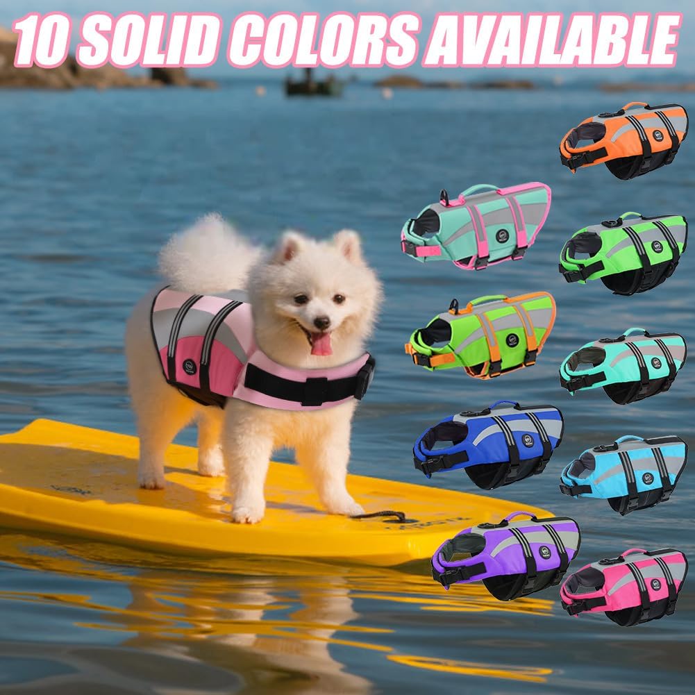 Dog Water Vest, Bright Color Dog Life Jacket for Swimming Boating
