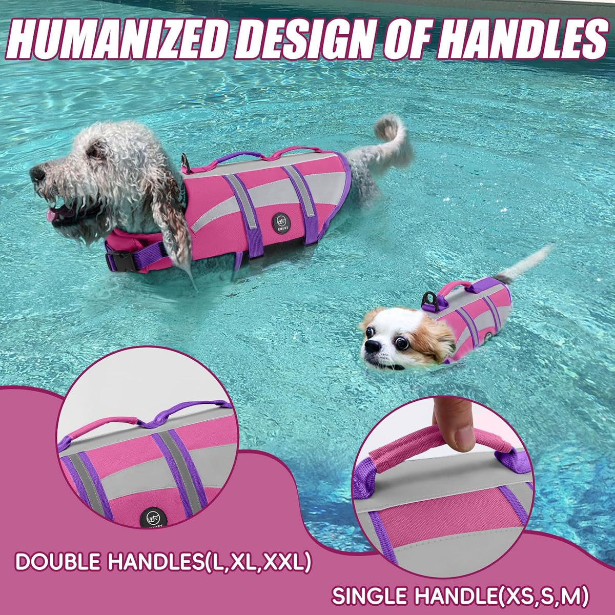 Dog Water Vest, Bright Color Dog Life Jacket for Swimming Boating