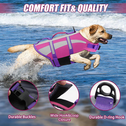 Dog Water Vest, Bright Color Dog Life Jacket for Swimming Boating