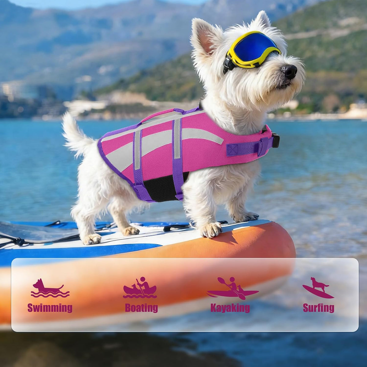 Dog Water Vest, Bright Color Dog Life Jacket for Swimming Boating