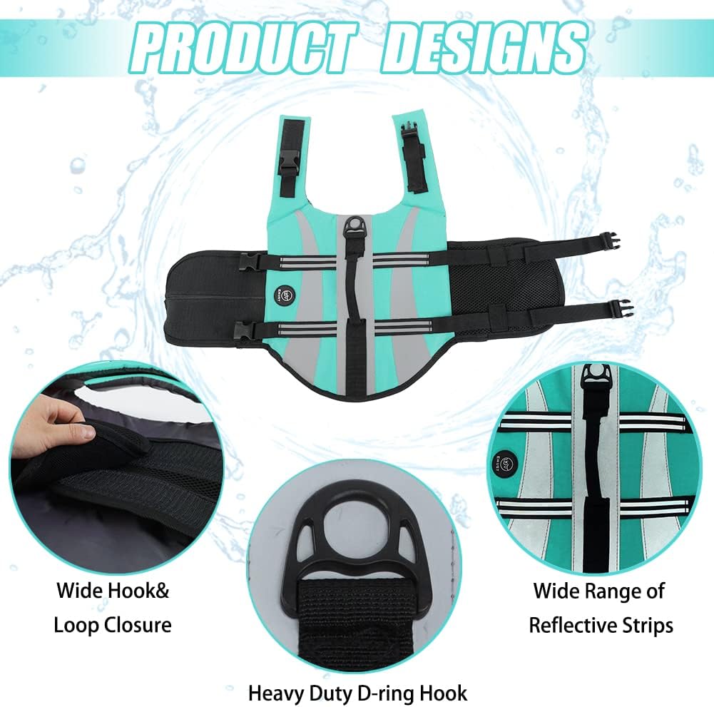 Dog Water Vest, Bright Color Dog Life Jacket for Swimming Boating