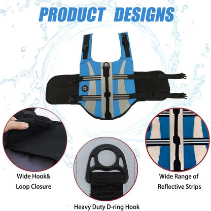 Dog Water Vest, Bright Color Dog Life Jacket for Swimming Boating