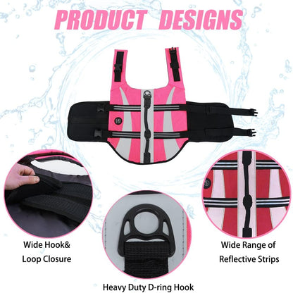 Dog Water Vest, Bright Color Dog Life Jacket for Swimming Boating