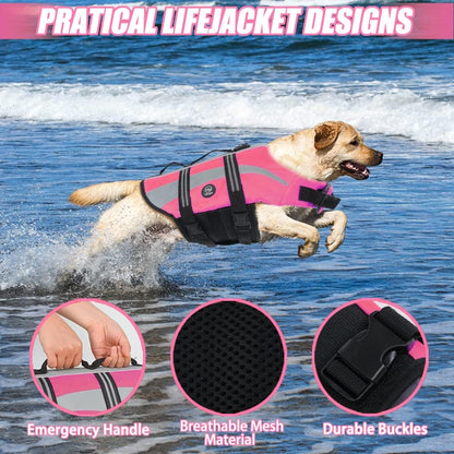 Dog Water Vest, Bright Color Dog Life Jacket for Swimming Boating