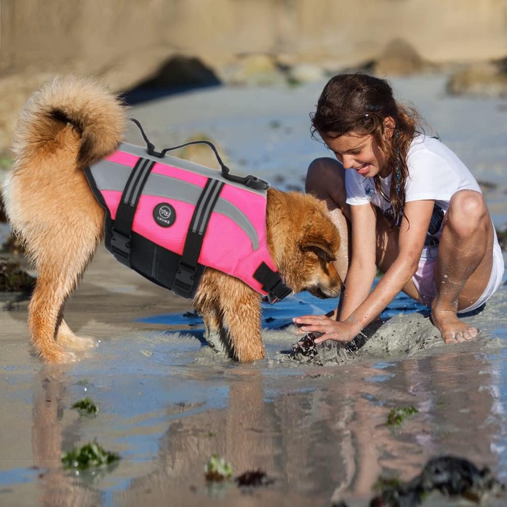 Dog Water Vest, Bright Color Dog Life Jacket for Swimming Boating
